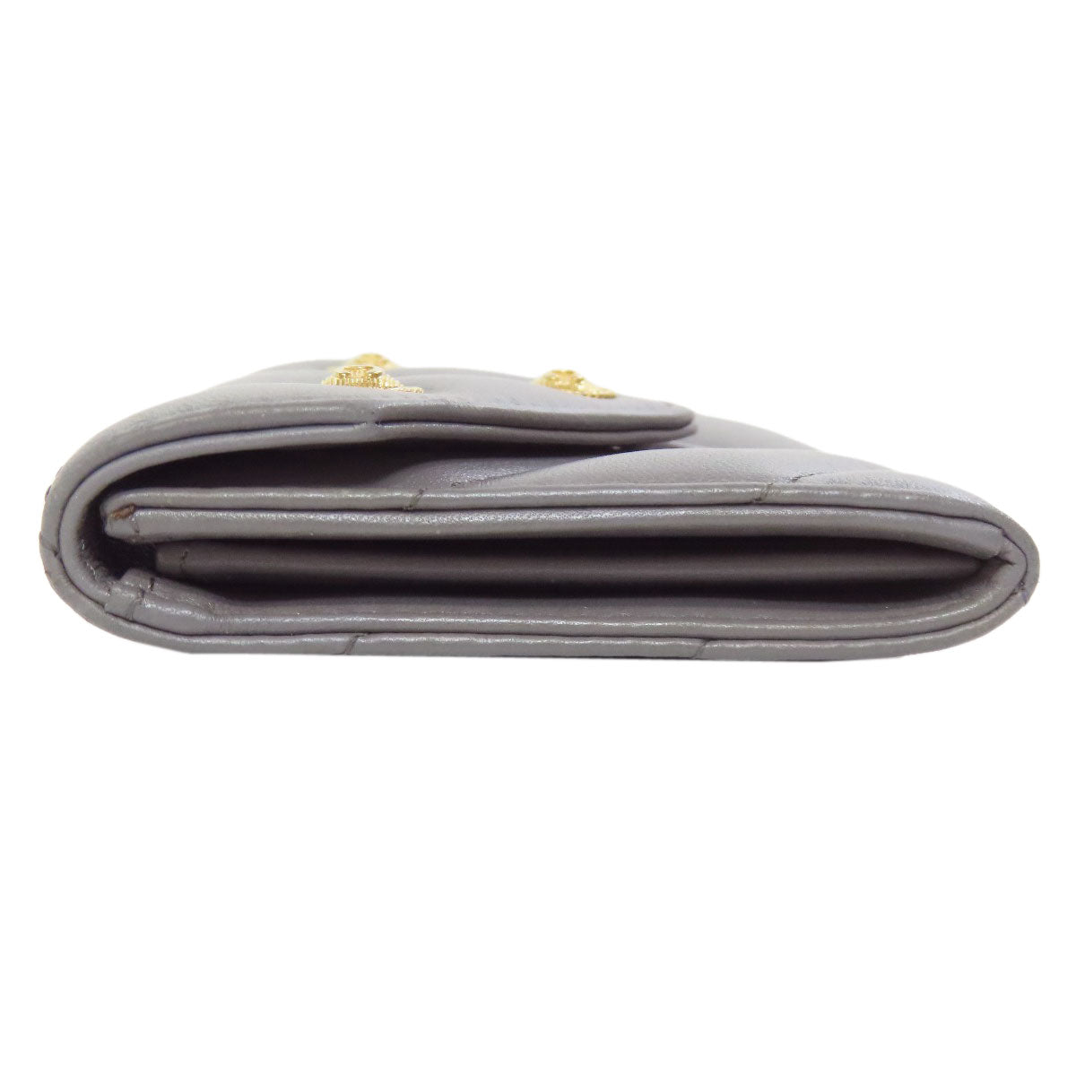 Chanel Coin lambskin COCO Mark Vstitch Gold Gray Handbag