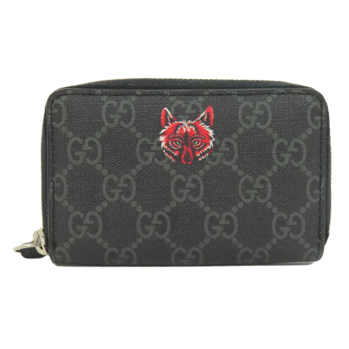 Gucci PVC Wolf GG Supreme Black Wallet Case