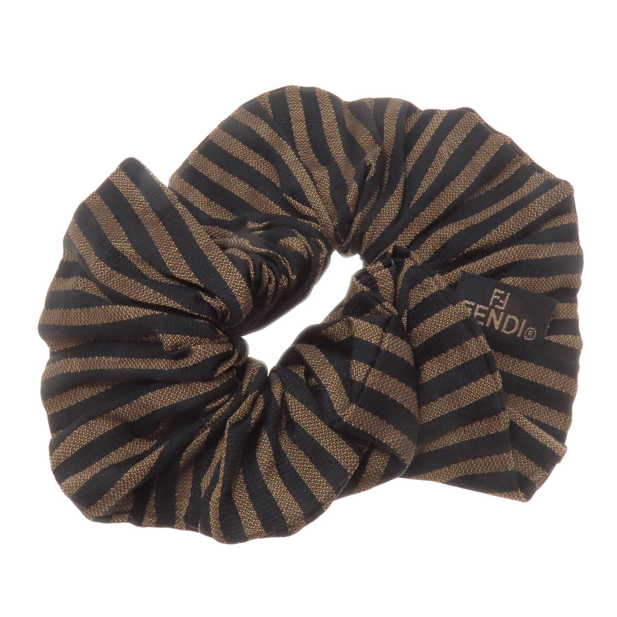 Fendi Hair Accessory Scrunchie Pecan Women Handbag Canvas Nylon Brown Travel Bag