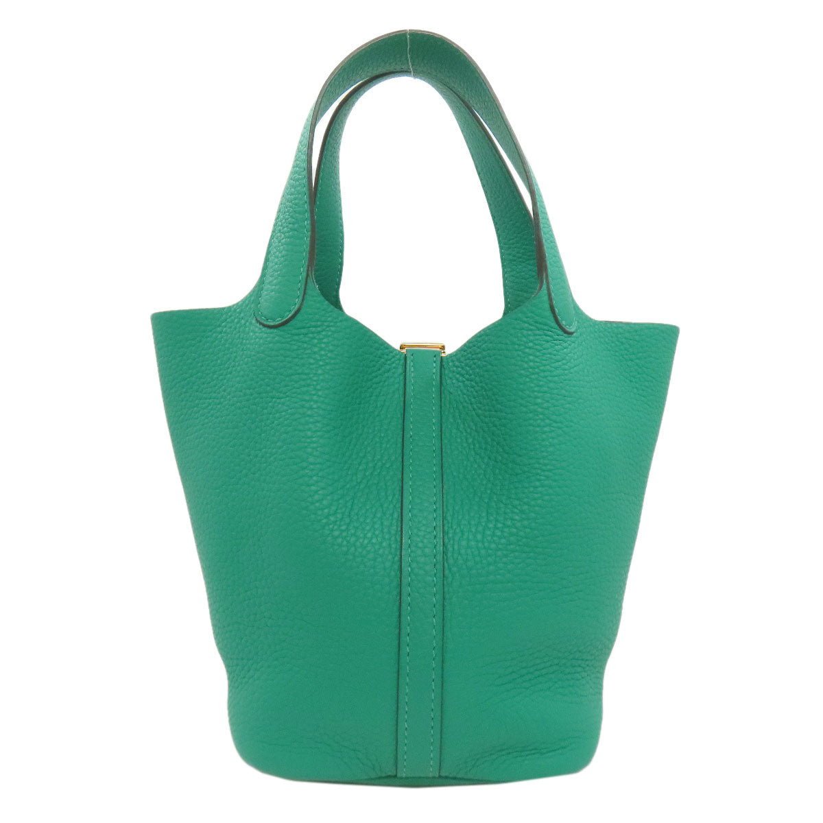 Hermes Handbag Taurillon Clemence Picotin Lock Pm Metal Green Gold Travel Bag