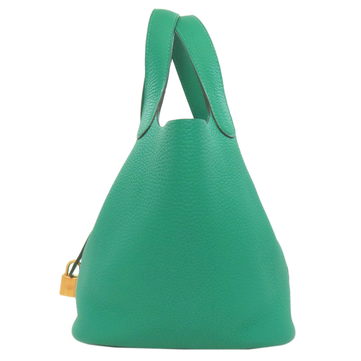 Taurillon Clemence Picotin Lock Pm Metal Green Gold Travel Bag