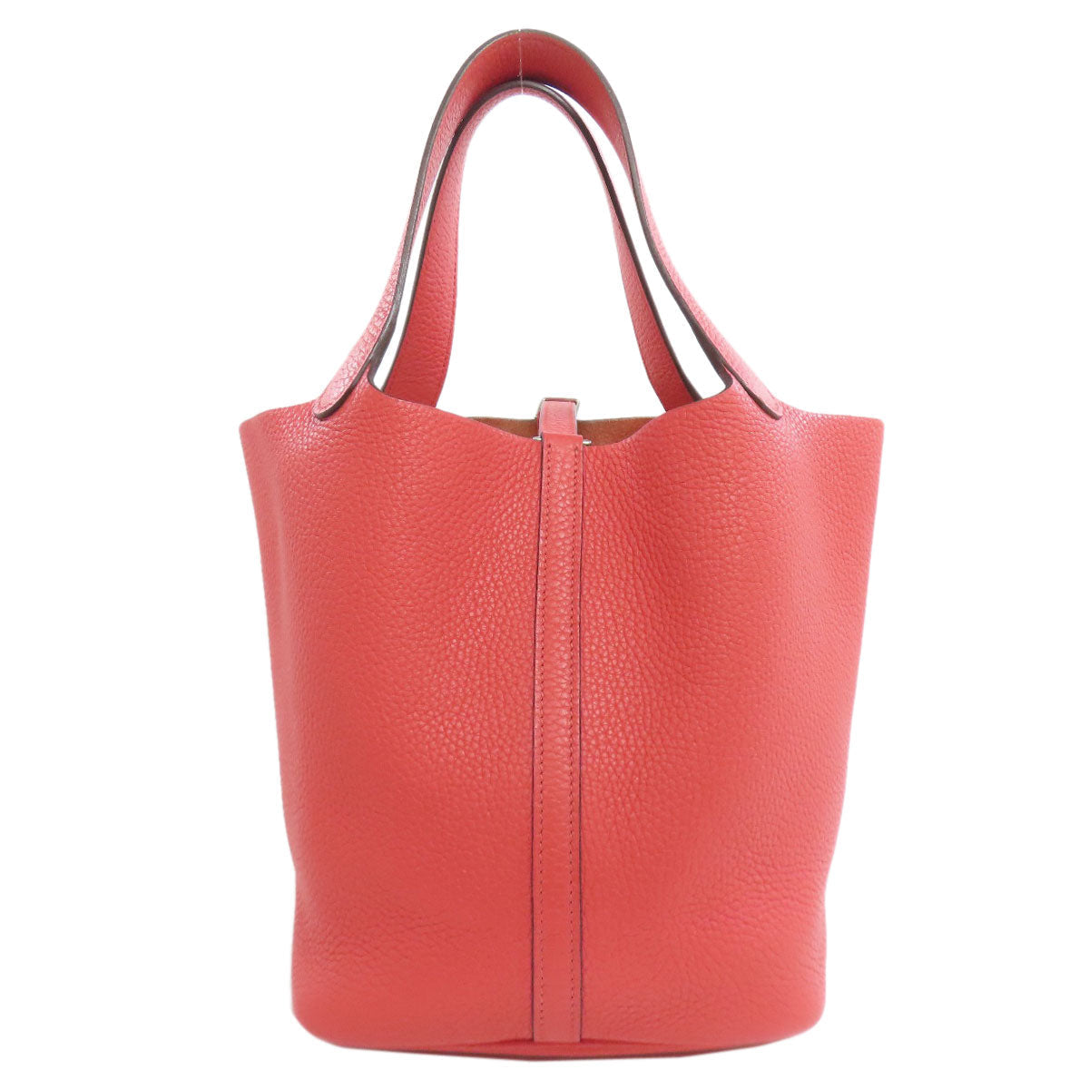 Taurillon Clemence Picotin Lock Mm Silvermetal Red Travel Bag