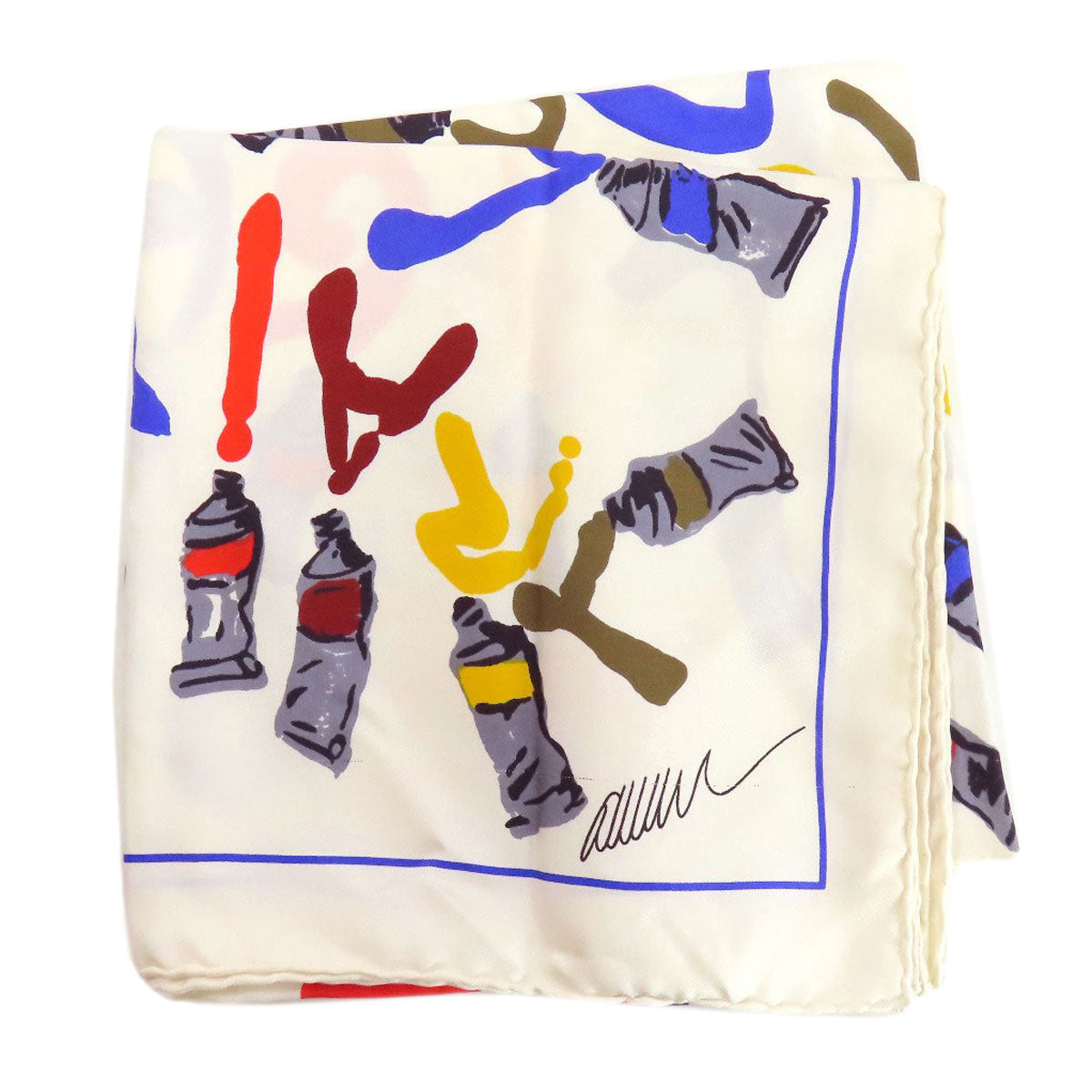 Louis Vuitton scarf silk Paint pattern White