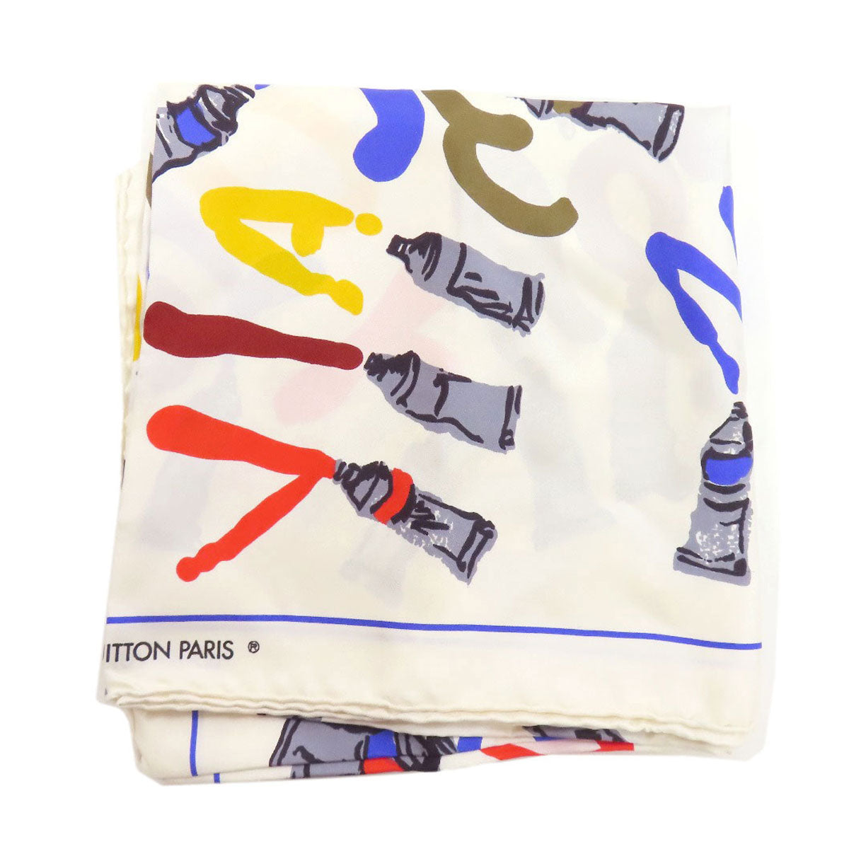 Louis Vuitton scarf silk Paint pattern White