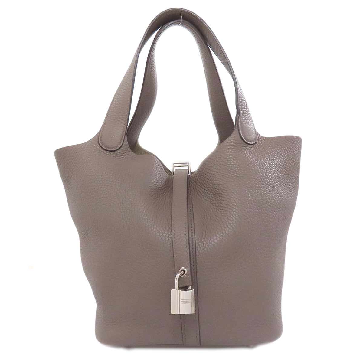 Hermes Handbag Taurillon Clemence Picotin Lock Mm Ethan Metal Silver Gray Travel Bag