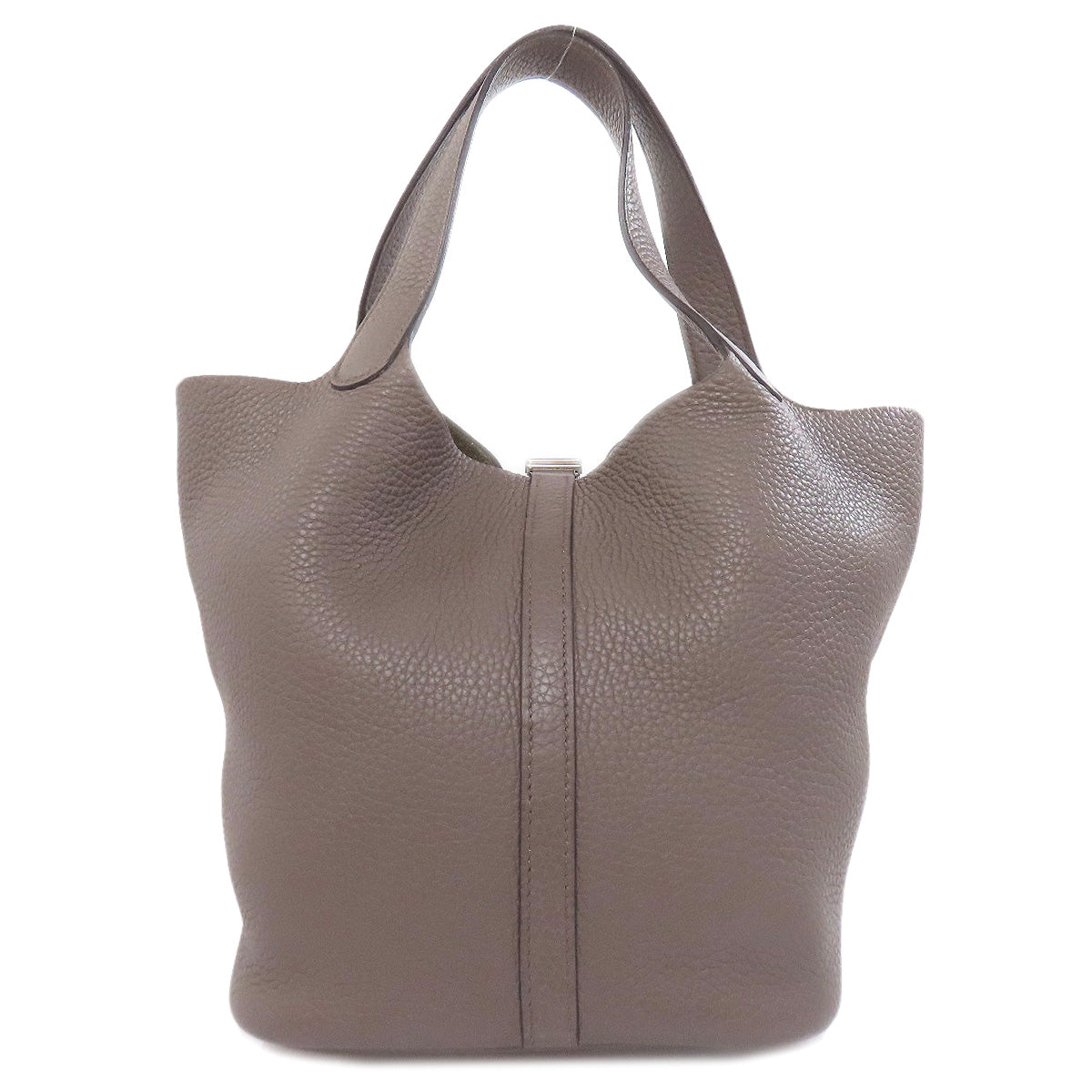 Hermes Handbag Taurillon Clemence Picotin Lock Mm Ethan Metal Silver Gray Travel Bag