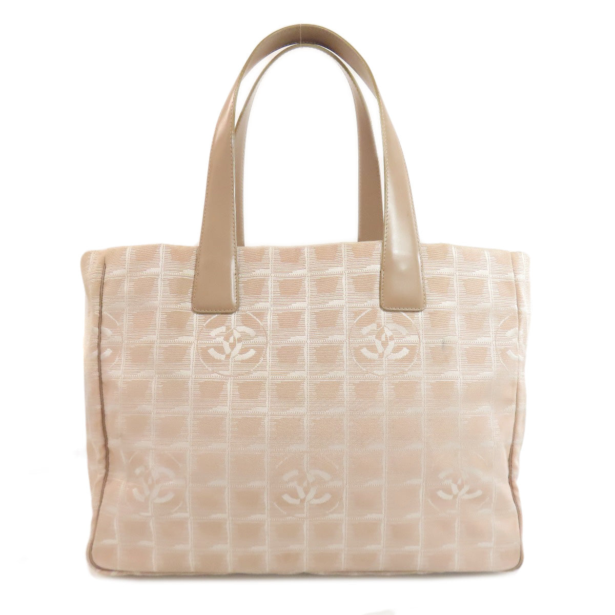 Chanel Nylon jacquard New Line Beige MM Travel Bag