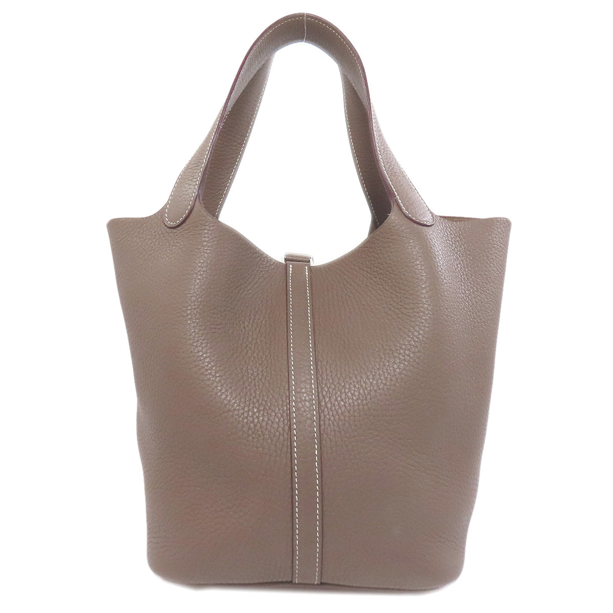 Hermes Handbag Taurillon Clemence Picotin Lock Mm Etoupe Silvermetal Brown Travel Bag