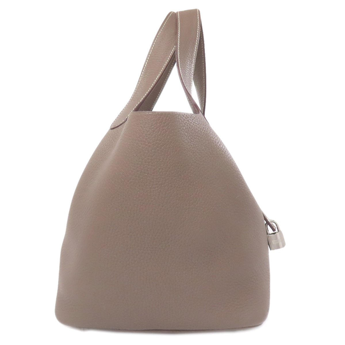 Taurillon Clemence Picotin Lock Mm Etoupe Silvermetal Brown Travel Bag