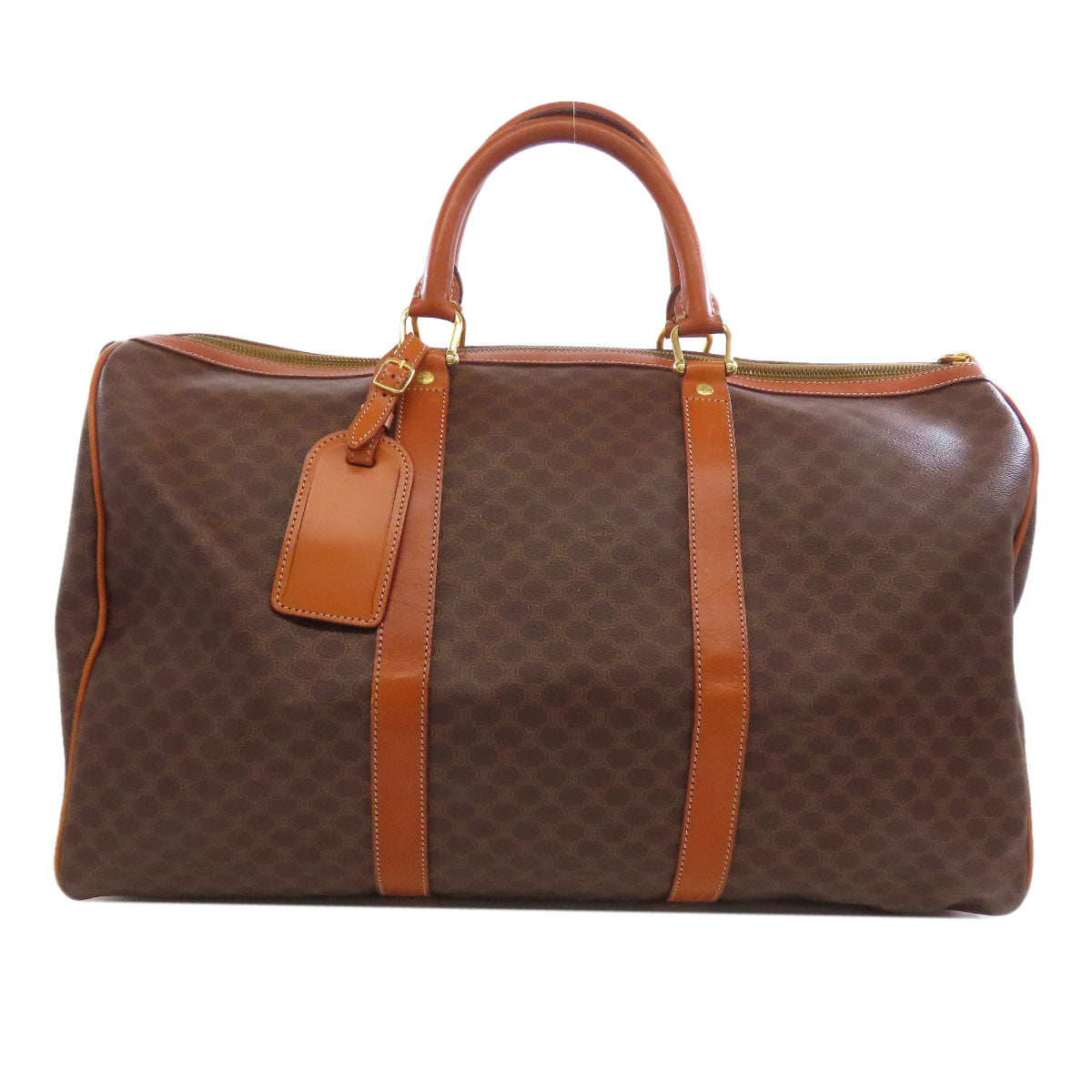 Boston Duffel Bag Pvc Macadam Pattern Brown Travel Bag
