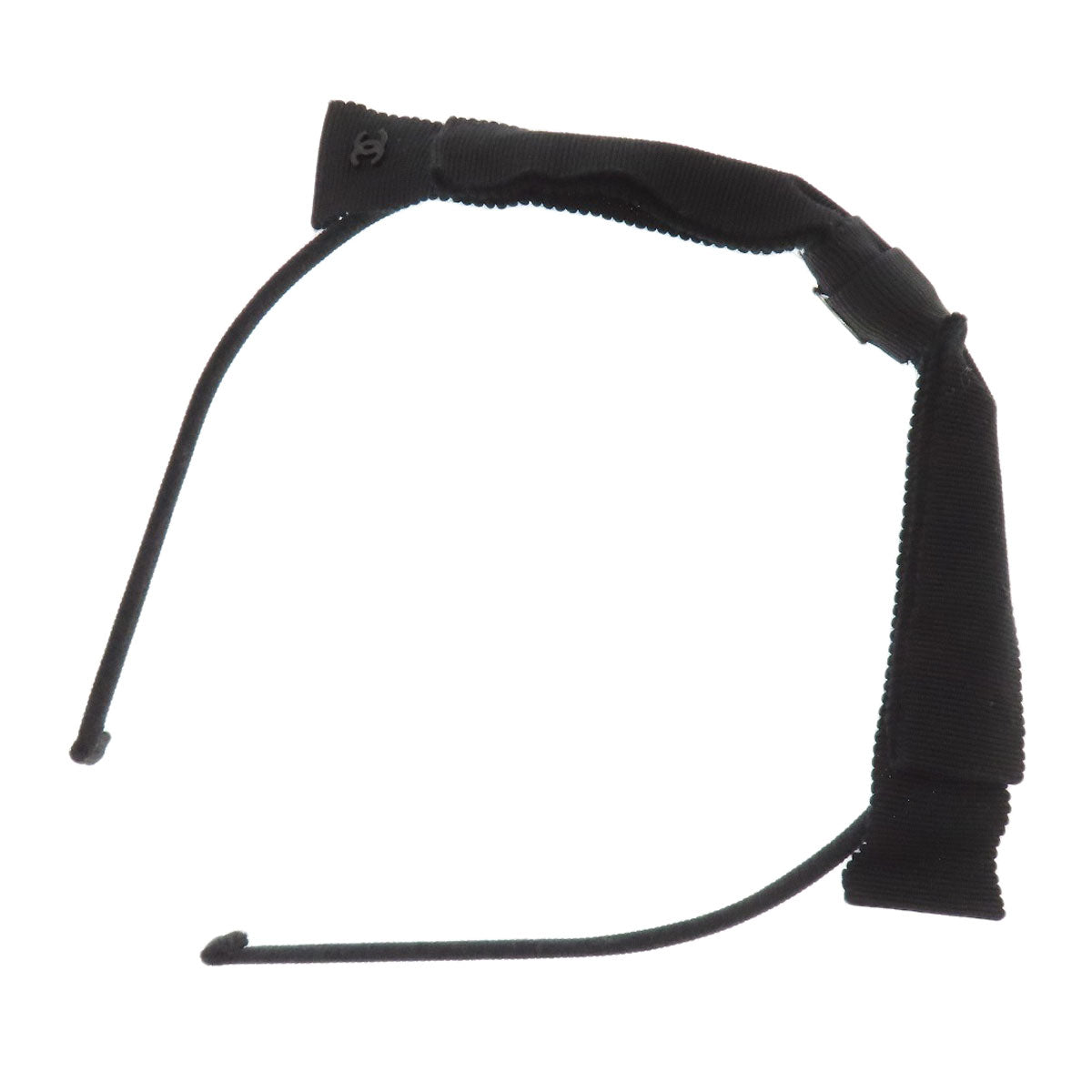 Chanel hair Headband Ribbon COCO Mark Black Canvas Handbag