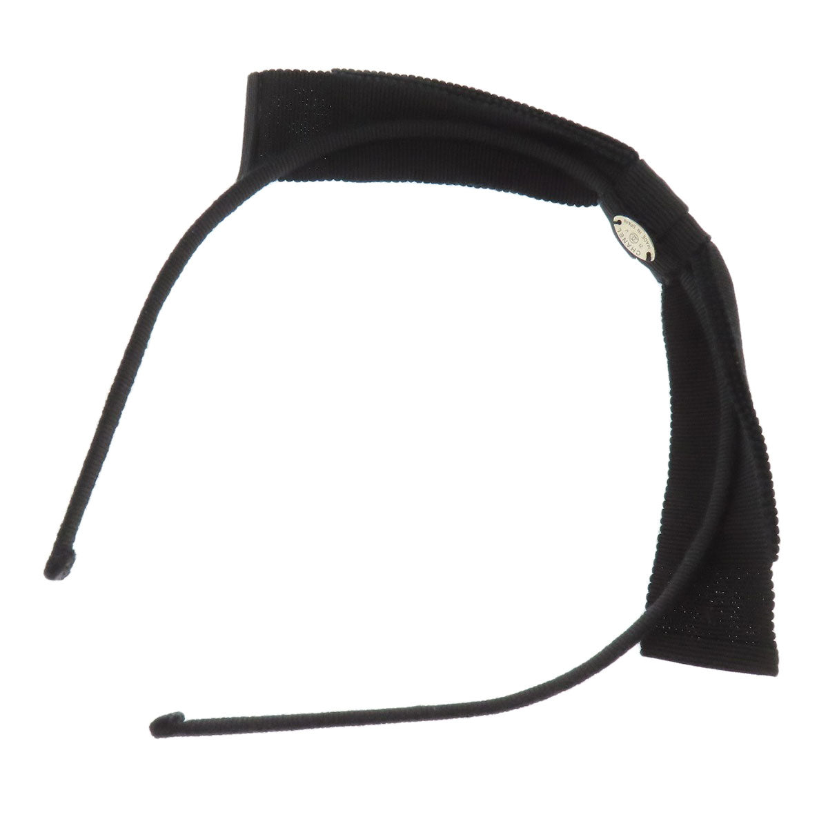 Chanel hair Headband Ribbon COCO Mark Black Canvas Handbag