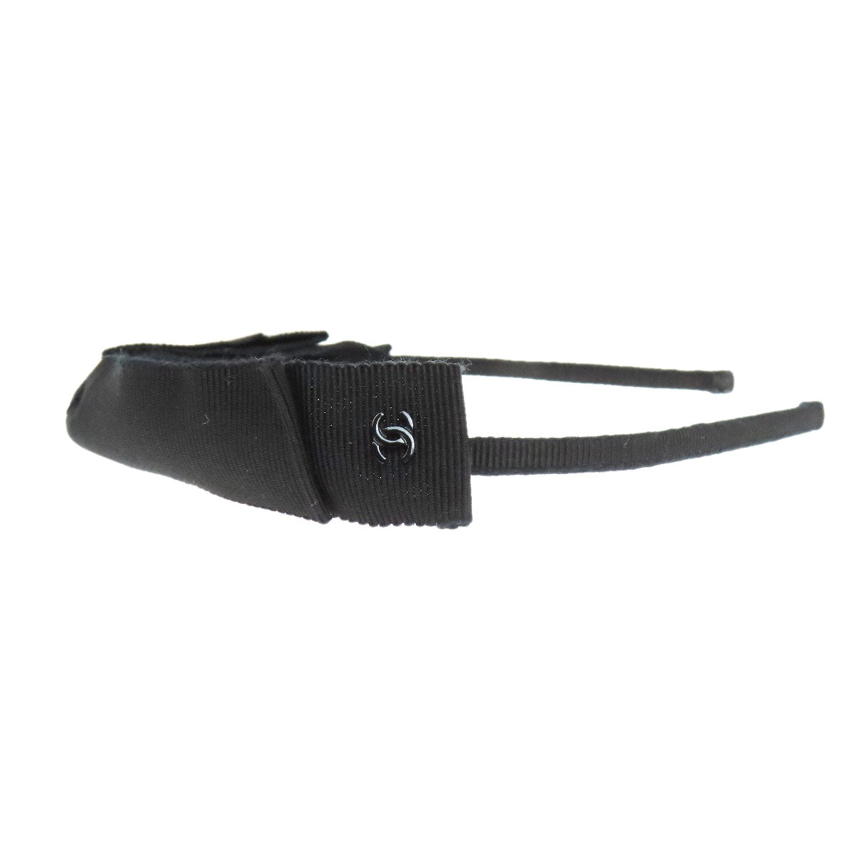 Chanel hair Headband Ribbon COCO Mark Black Canvas Handbag