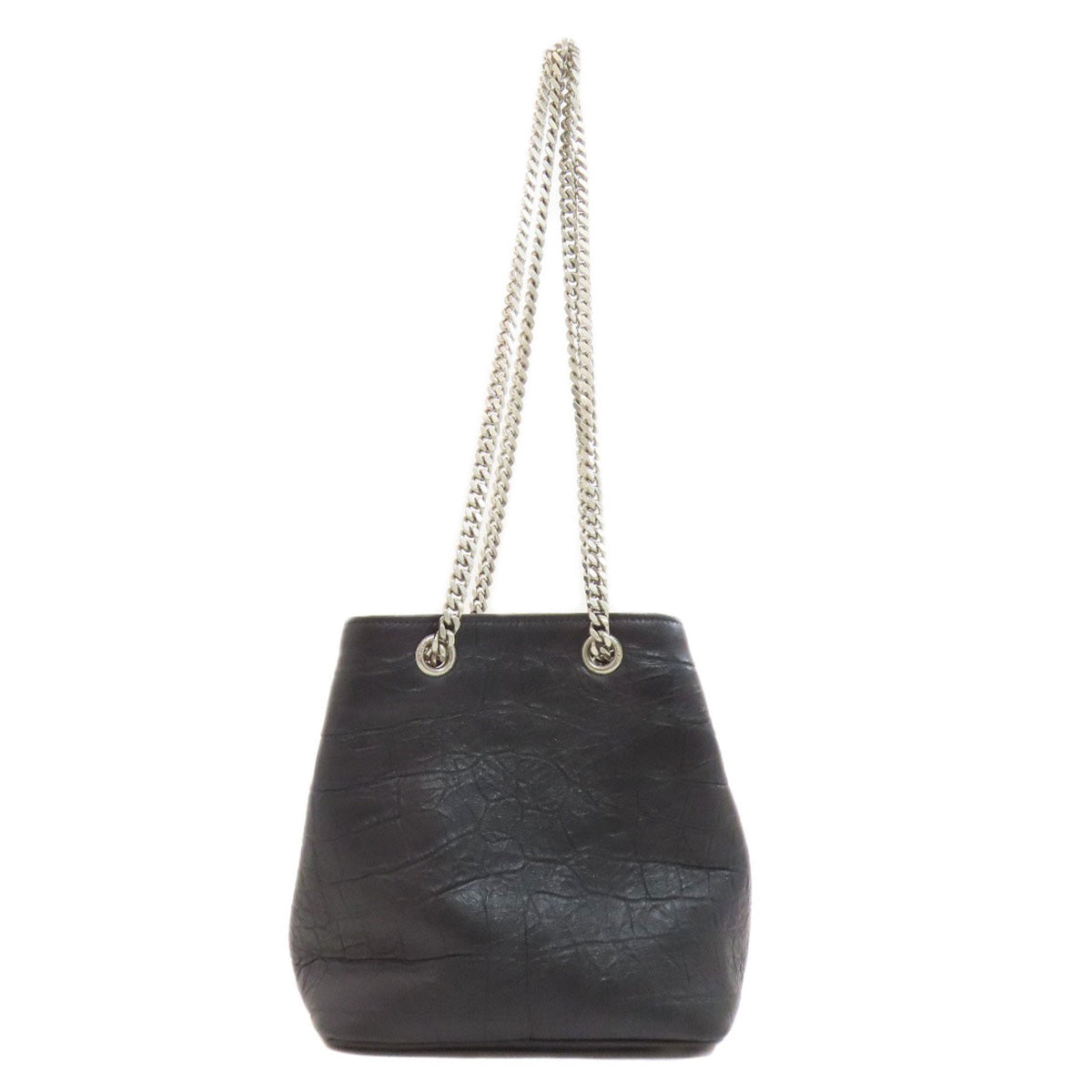Saint Shoulder Bag Embossed Leather Black