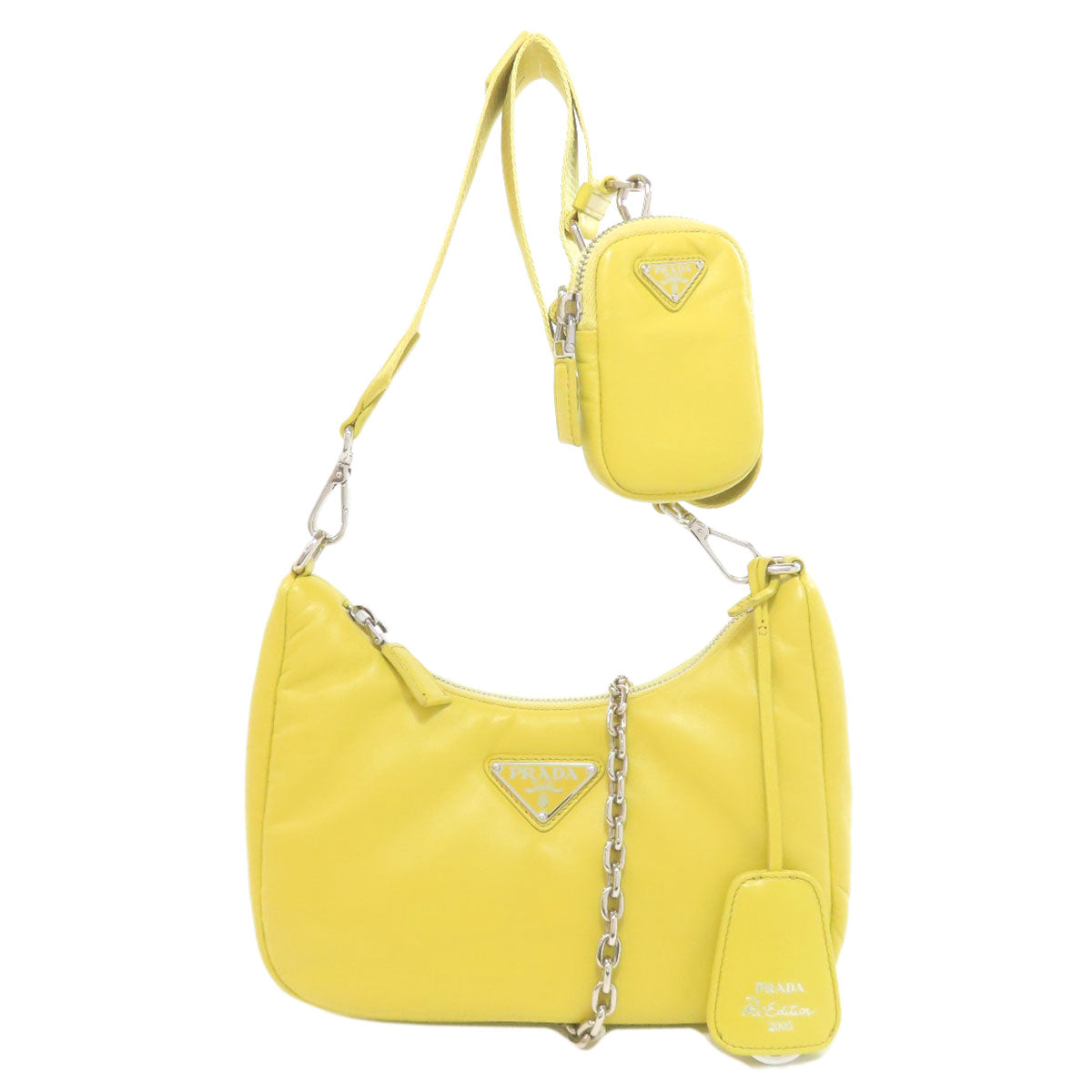 Shoulder Bag Calfskin Yellow Logometal Women
