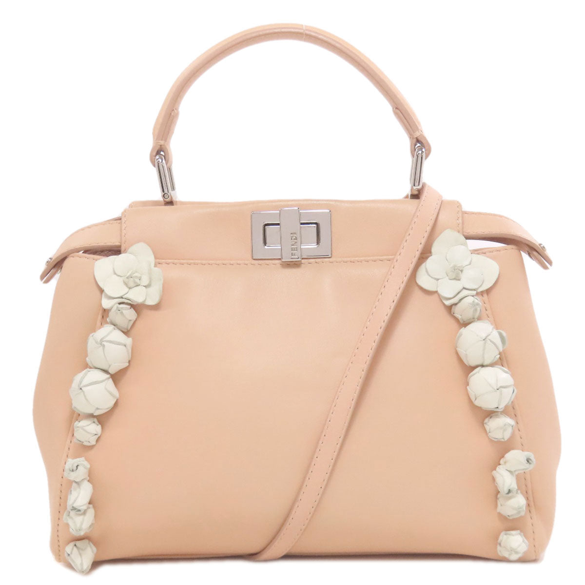 Fendi Handbag Calfskin Peekaboo Flower 2Way Pink Mini Travel Bag