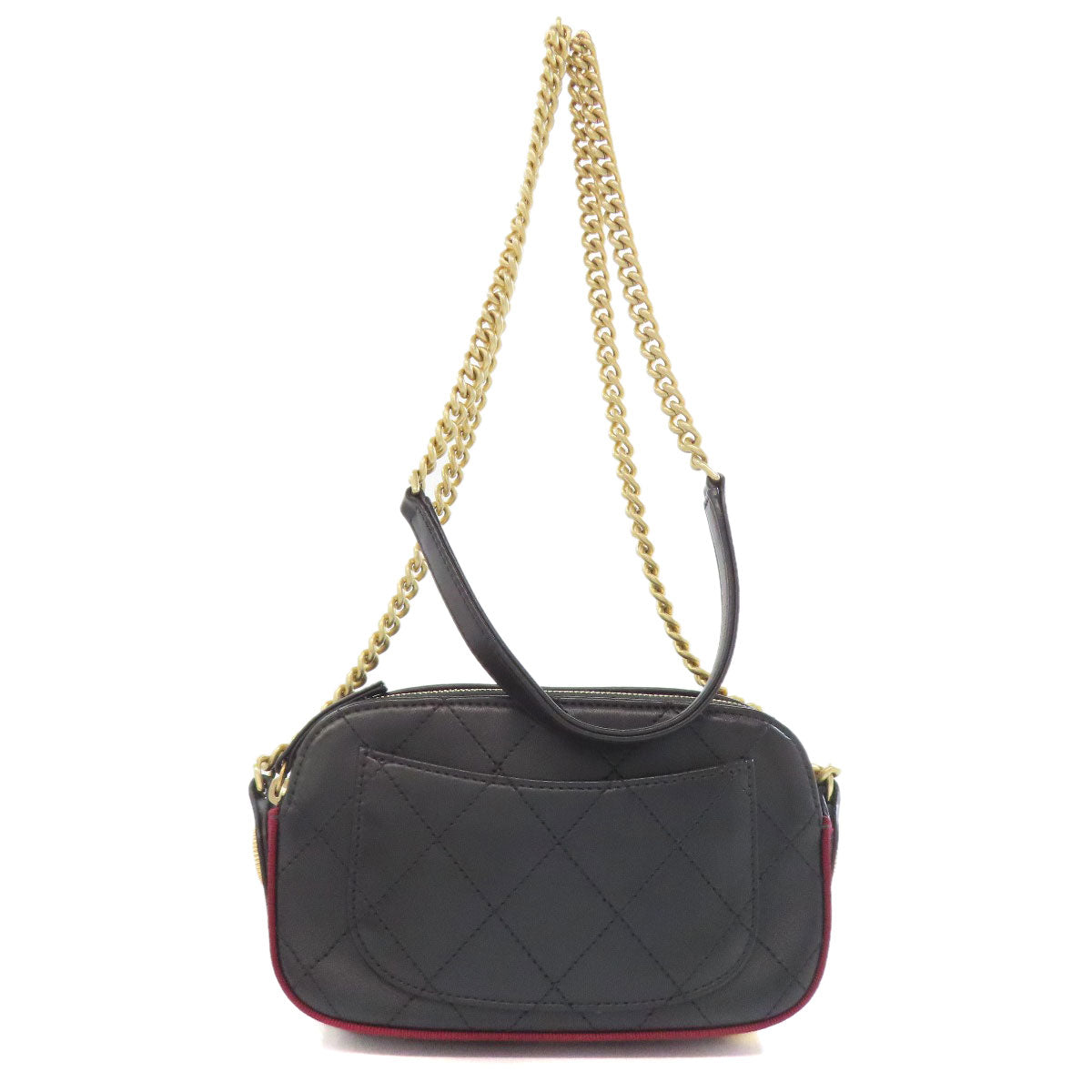 Chanel Calfskin ChainShoulder Matelasse Black Gold Shoulder Bag