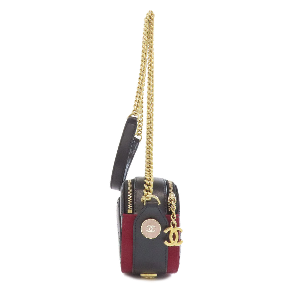 Chanel Calfskin ChainShoulder Matelasse Black Gold Shoulder Bag