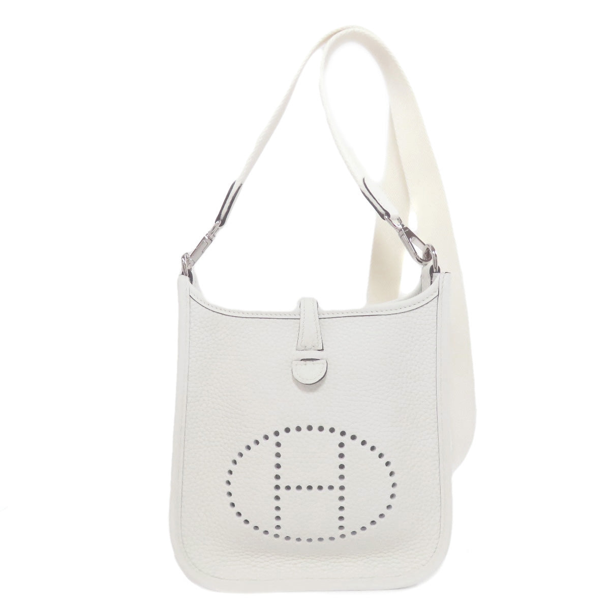 Hermes Shoulder Bag Taurillon Clemence Evelyn Tpm Silvermetal Women White