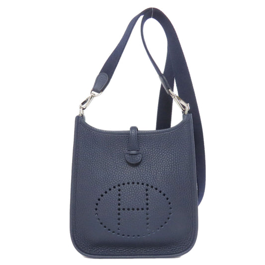 Shoulder Bag Taurillon Clemence Navy Evelyn Tpm Silver