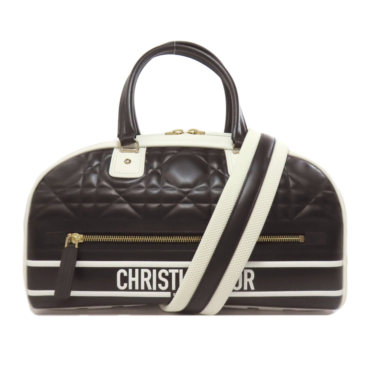 Dior Christian Handbag Calfskin Bowling Bag Black Travel Bag