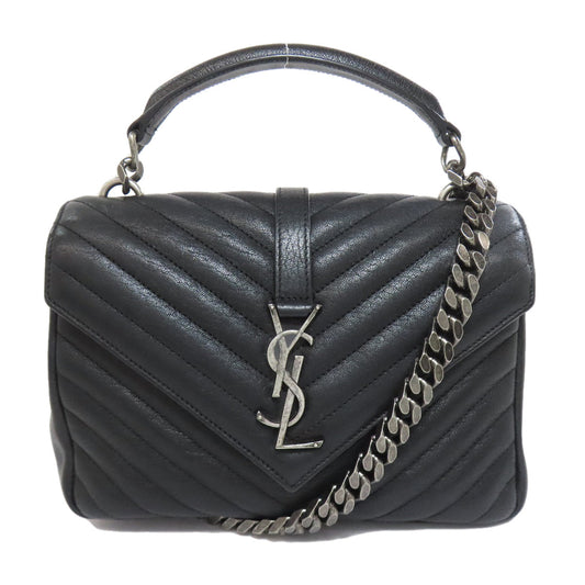 YSL Saint Laurent Yves Shoulder Bag Cassandra Women Leather Black