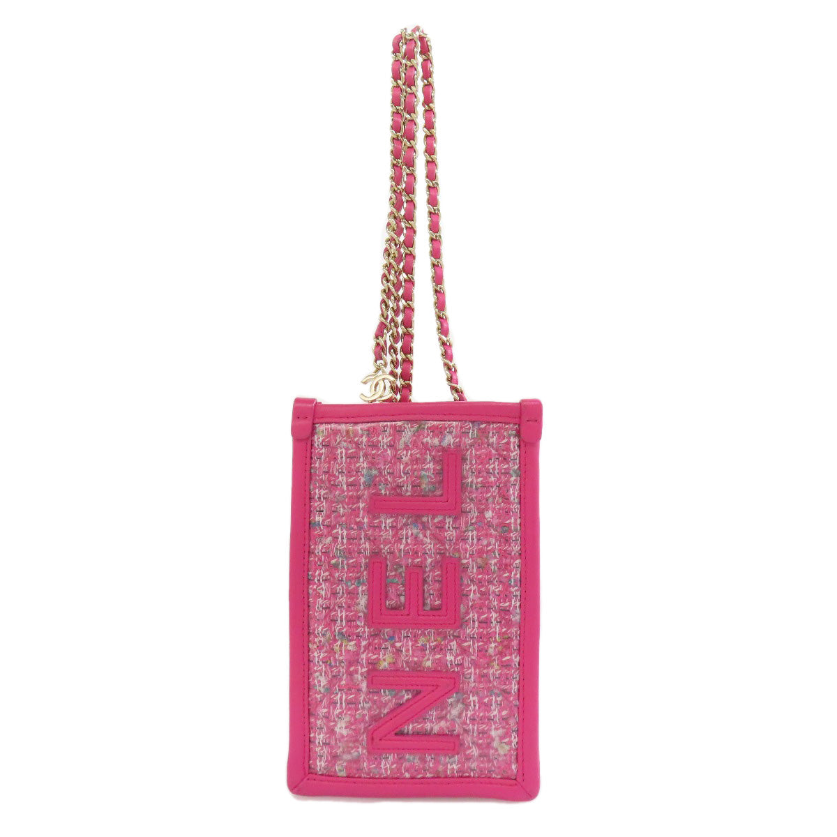 Chanel Plastics tweed x calfskin ChainShoulder Pink Gold Shoulder Bag
