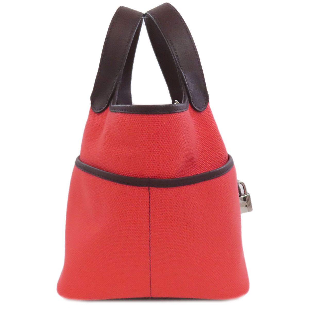 Hermes Handbag Tower Ash Picotin Lock Pm Silvermetal Women Red Travel Bag
