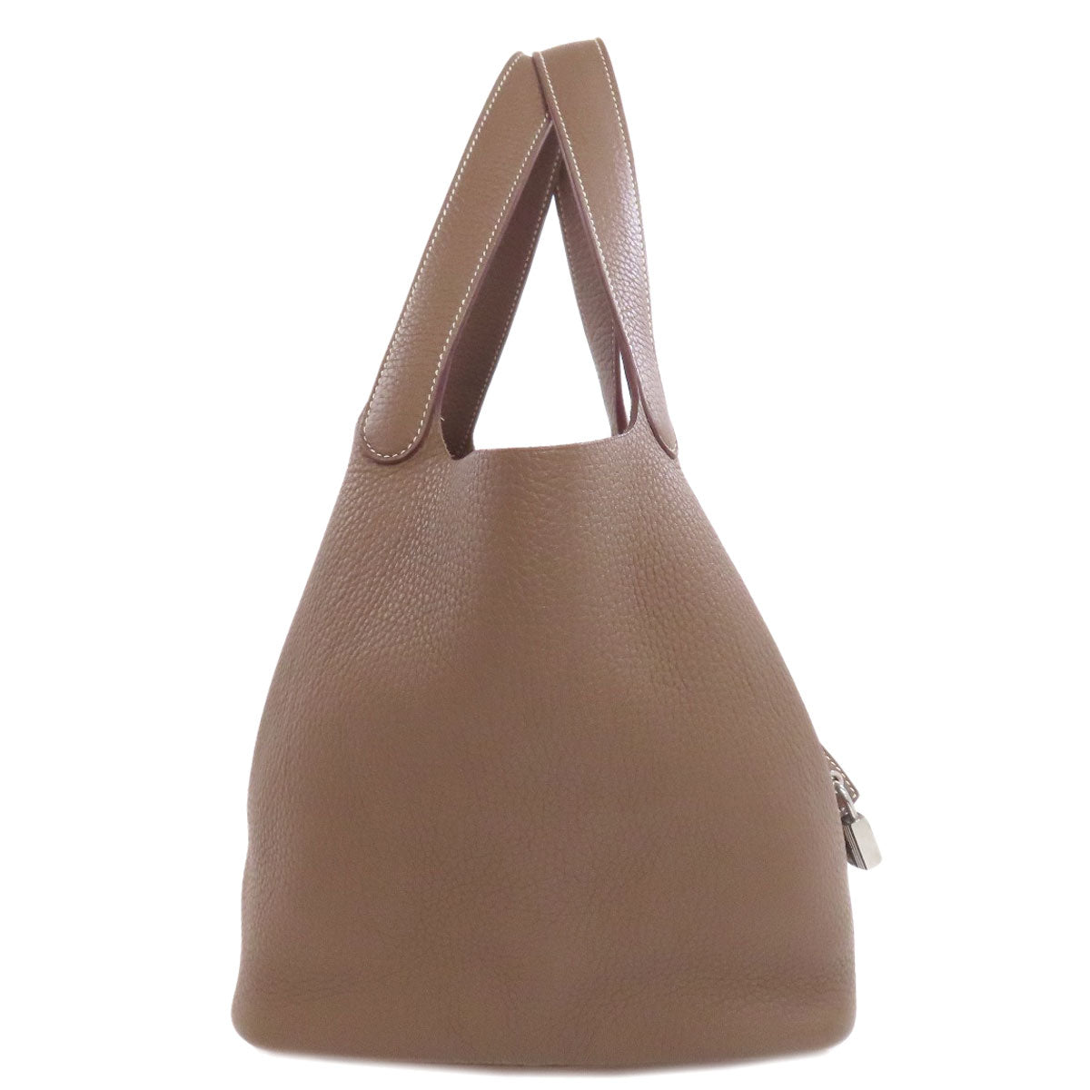 Taurillon Clemence Picotin Lock Mm Etoupe Silvermetal Beige Travel Bag
