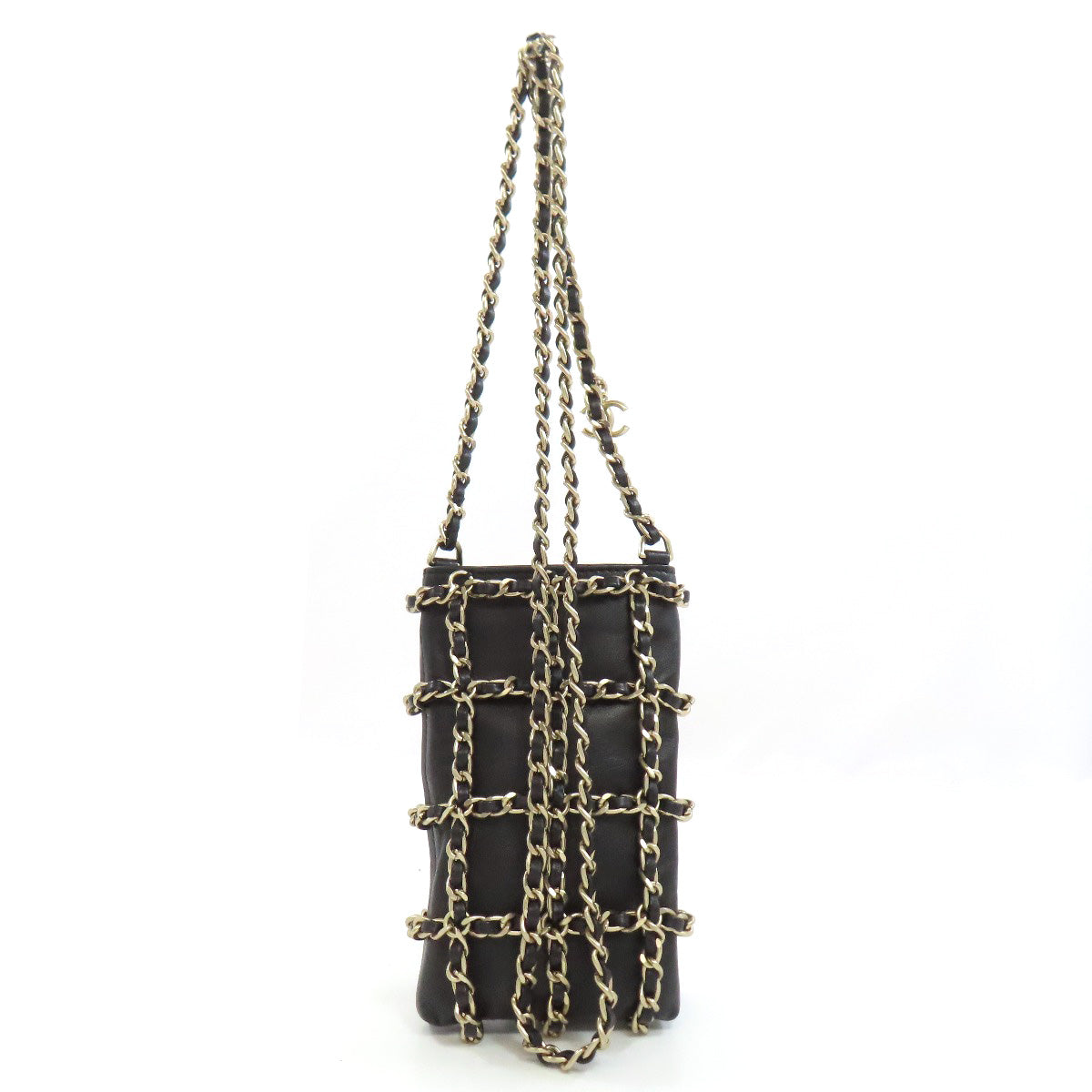 Chanel lambskin ChainShoulder Black Gold Shoulder Bag