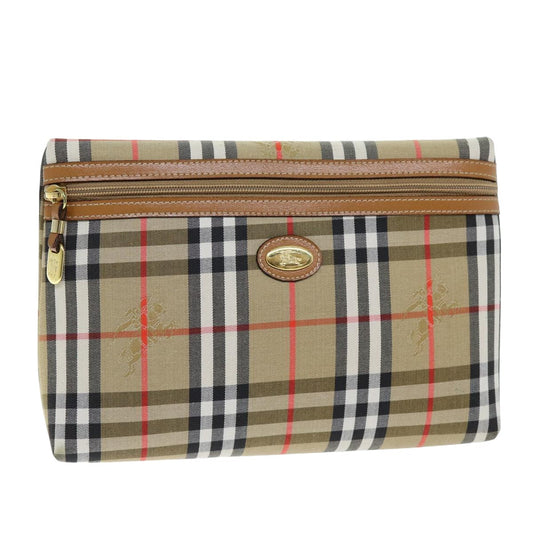 Burberry Luxury ss Nova Check Clutch Bag Auth Canvas Beige Beige Auth 75664