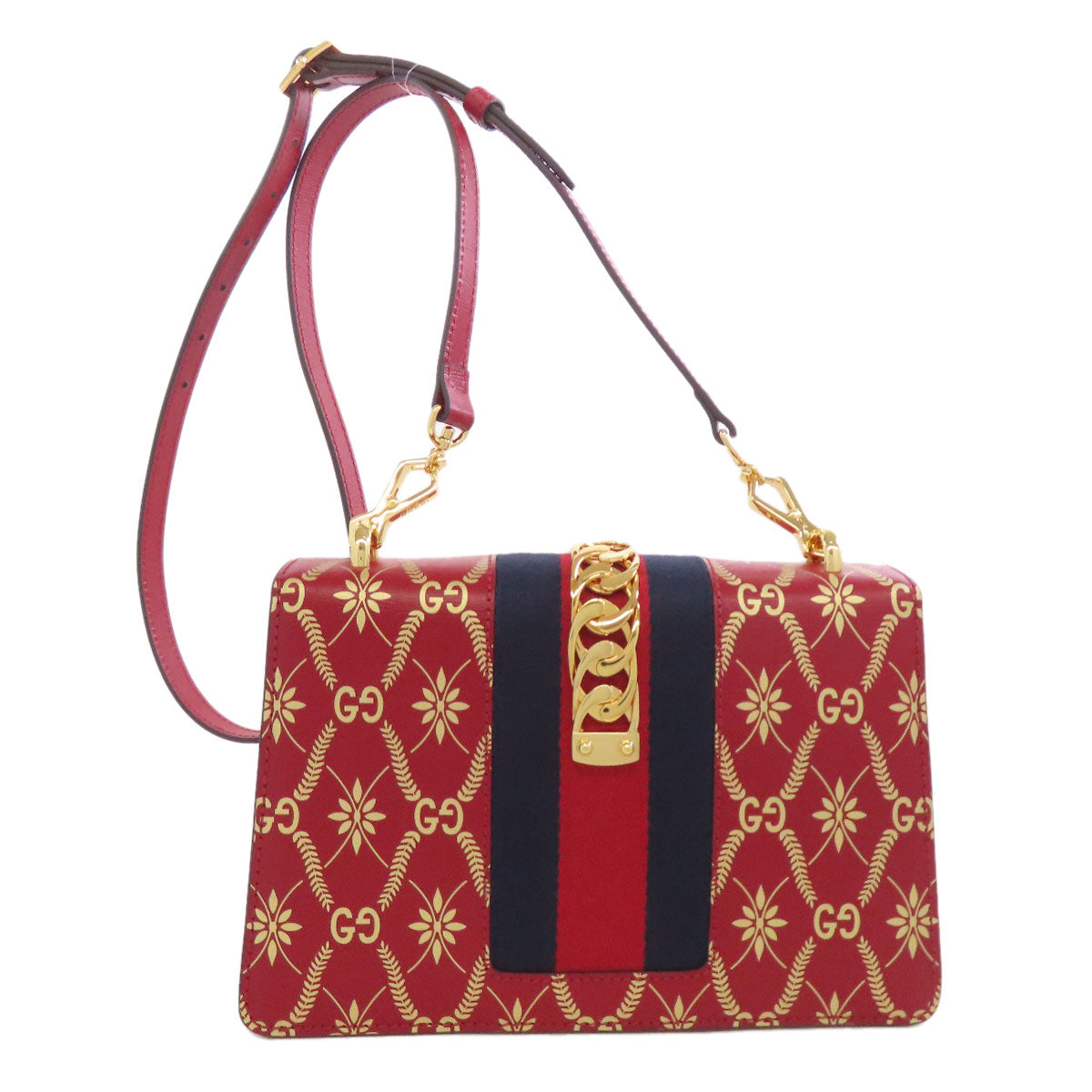 Gucci Sylvie GG Leather Red Shoulder Bag