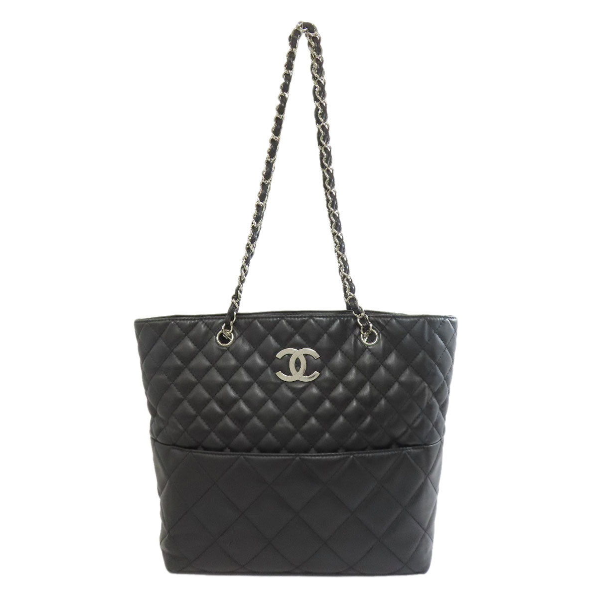 Chanel lambskin Matelasse SilverMetal Black Tote Bag
