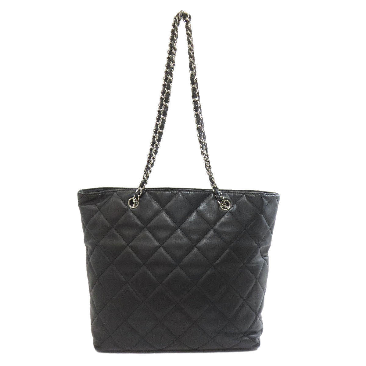 Chanel lambskin Matelasse SilverMetal Black Tote Bag