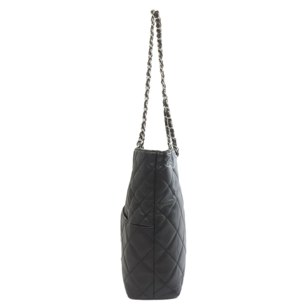 Chanel lambskin Matelasse SilverMetal Black Tote Bag