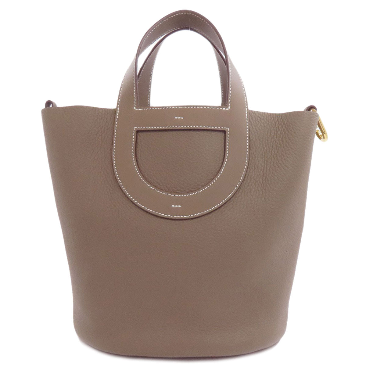 Taurillon Clemence In The Loop Etoupe Metal Beige Gold Travel Bag