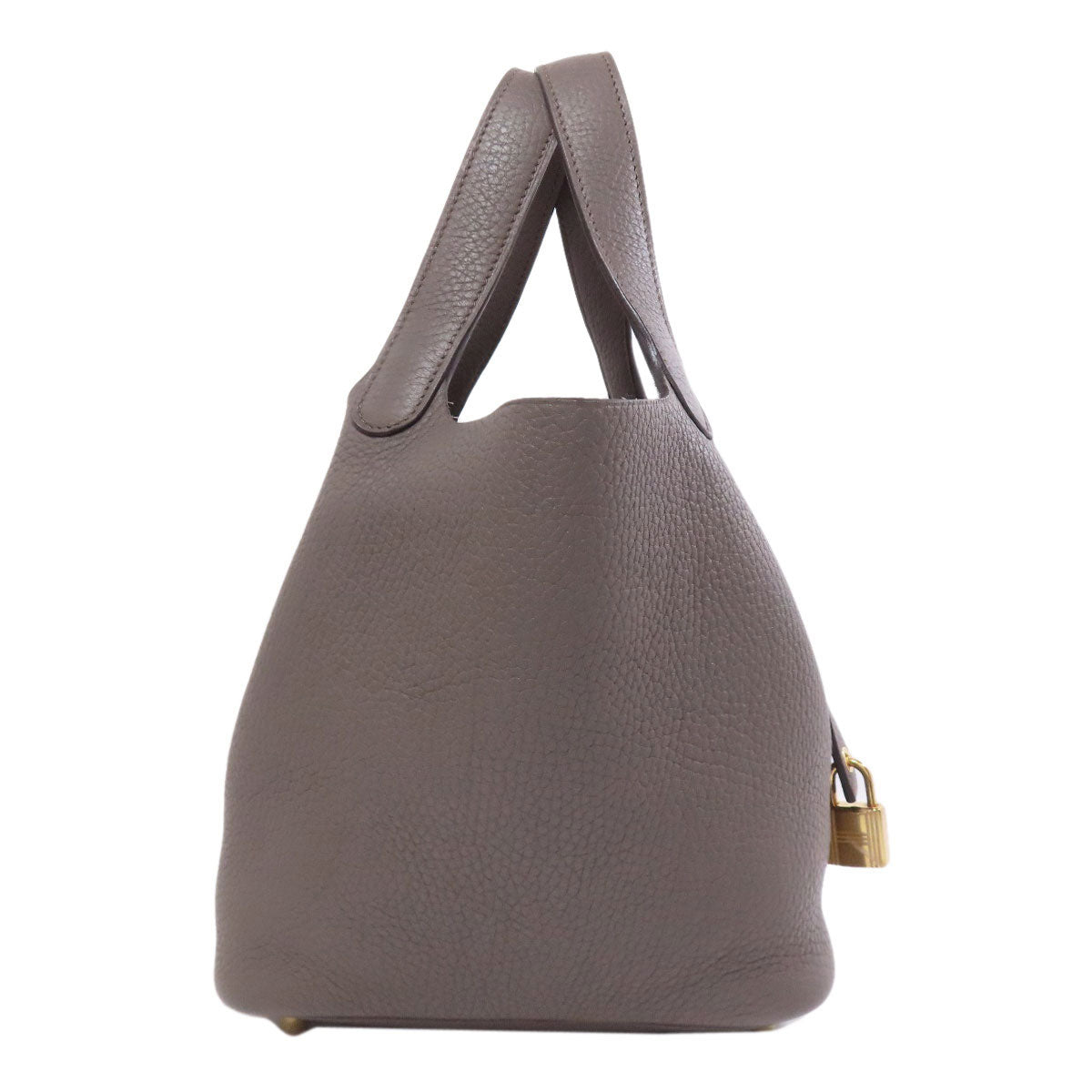 Taurillon Clemence Gray Picotin Lock Pm Metal Gold Travel Bag