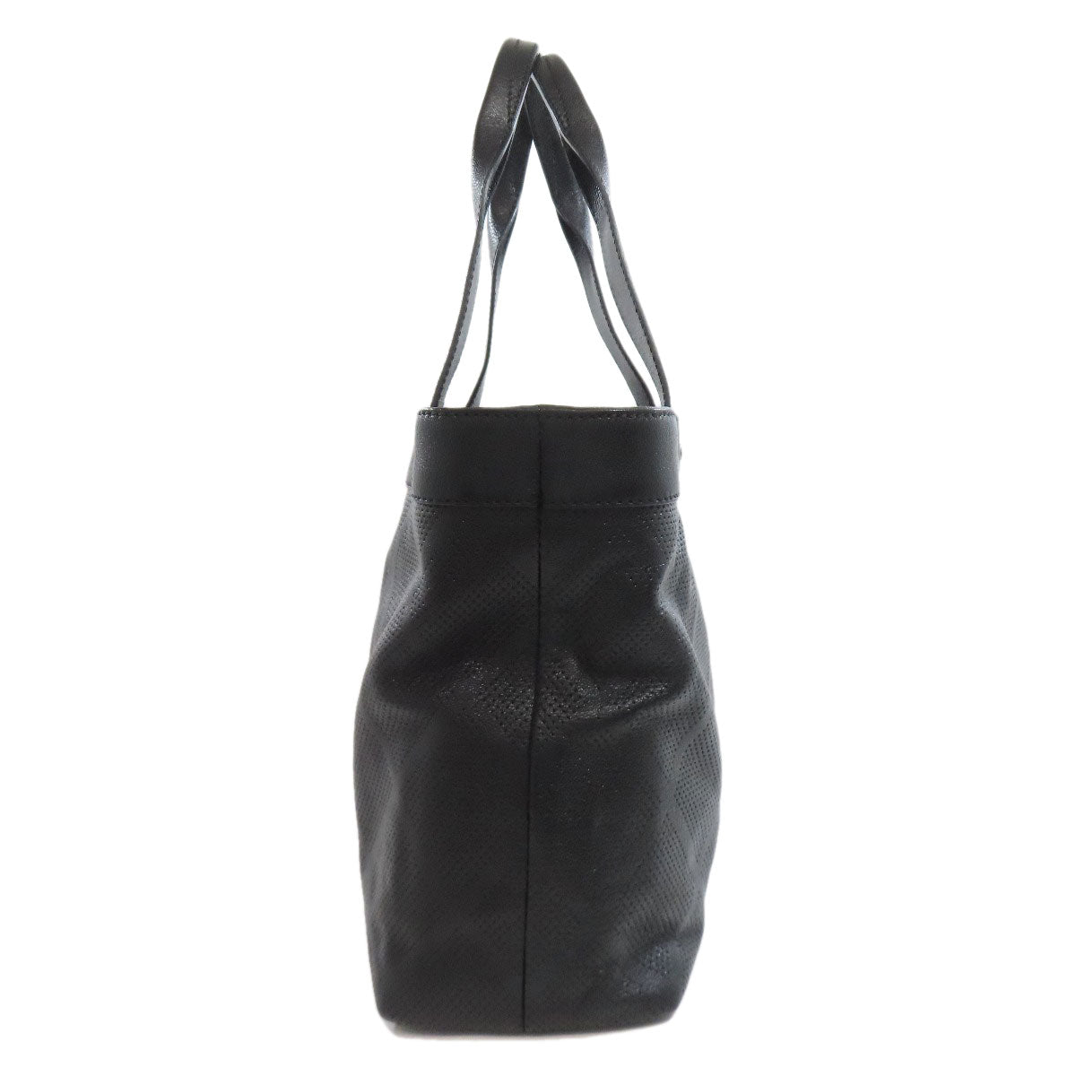 Chanel Calfskin COCO Mark Punching SilverMetal Black Tote Bag