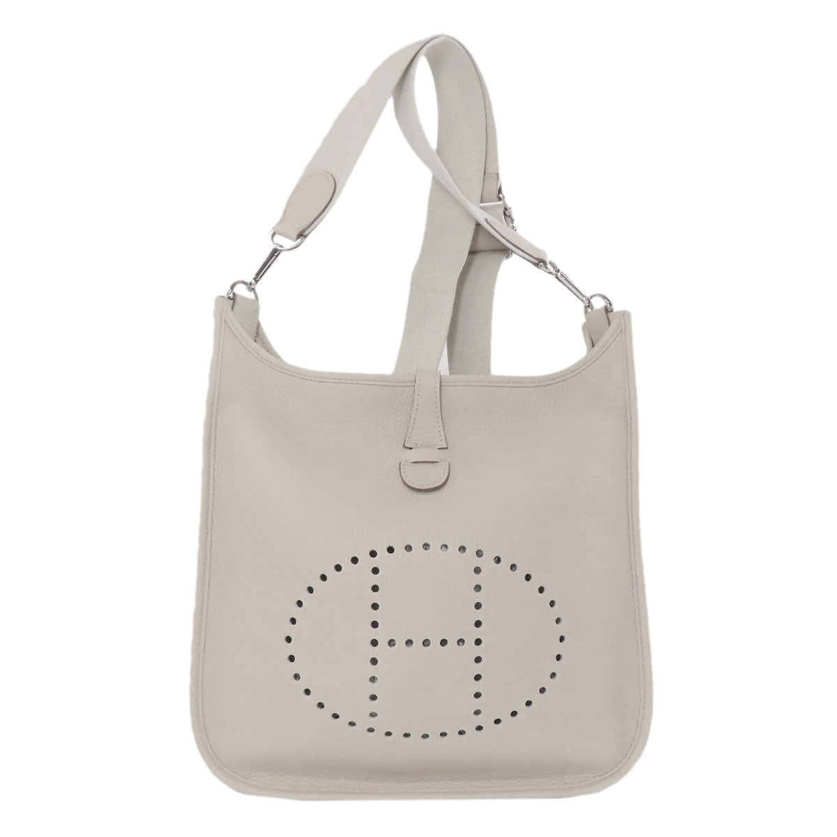 Hermes Shoulder Bag Taurillon Clemence Evelyn Pm Silvermetal White