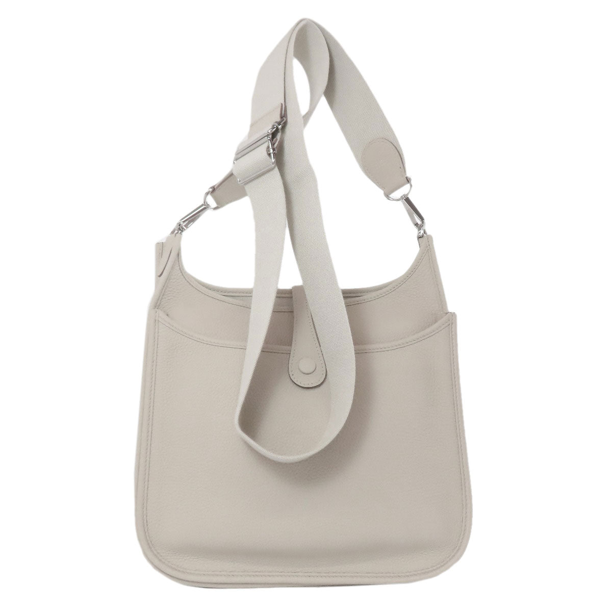 Hermes Shoulder Bag Taurillon Clemence Evelyn Pm Silvermetal White