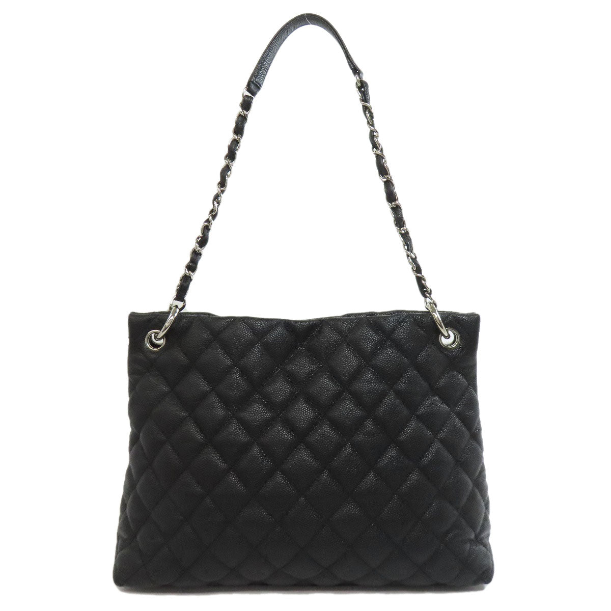 Chanel Grained Calfskin Skin Matelasse SilverMetal Black Tote Bag 2