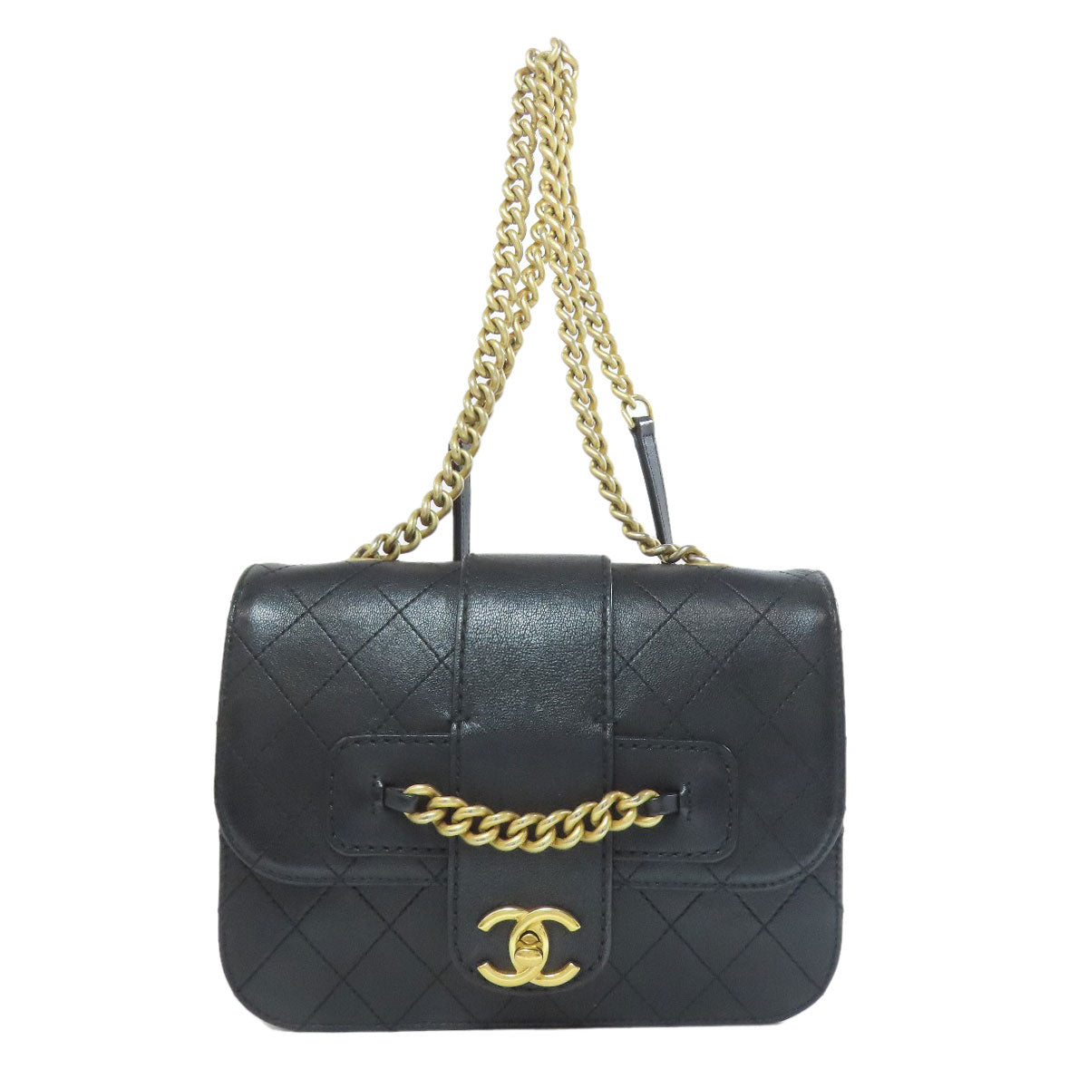Chanel Calfskin COCO Mark ChainShoulder Black Gold Shoulder Bag