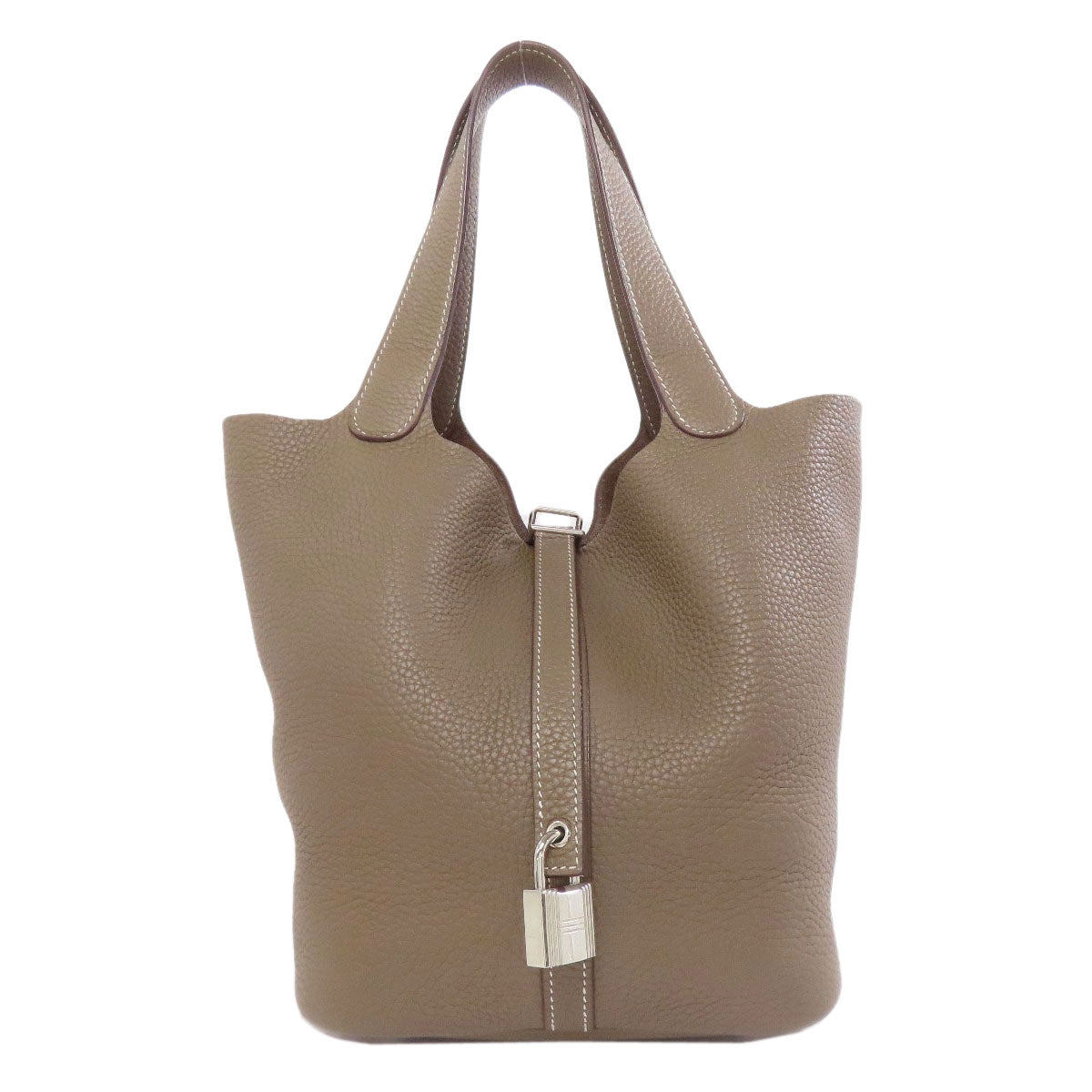 Taurillon Clemence Picotin Lock Mm Etoupe Silvermetal Beige Travel Bag Etoupe Silvermetal