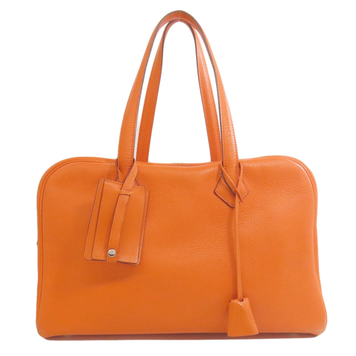 Tote Bag Taurillon Clemence Orange Victoria Elan Silver