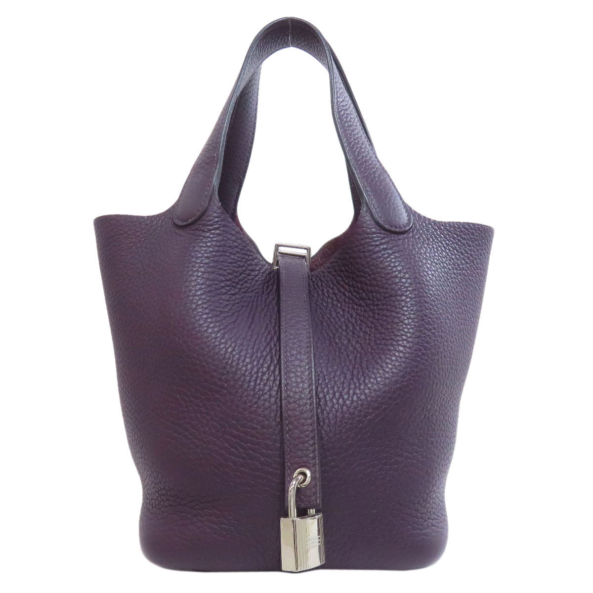 Taurillon Clemence Purple Picotin Lock Pm Silvermetal Travel Bag