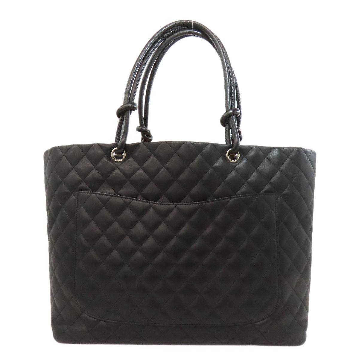 Chanel lambskin Cambon Line Black Silver Tote Bag