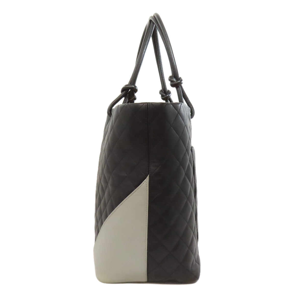 Chanel lambskin Cambon Line Black Silver Tote Bag
