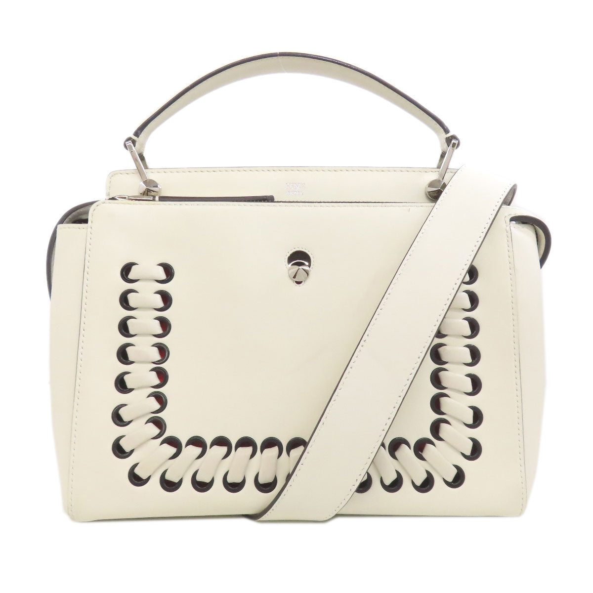 Fendi Handbag Calfskin Dotcom 2Way White Travel Bag