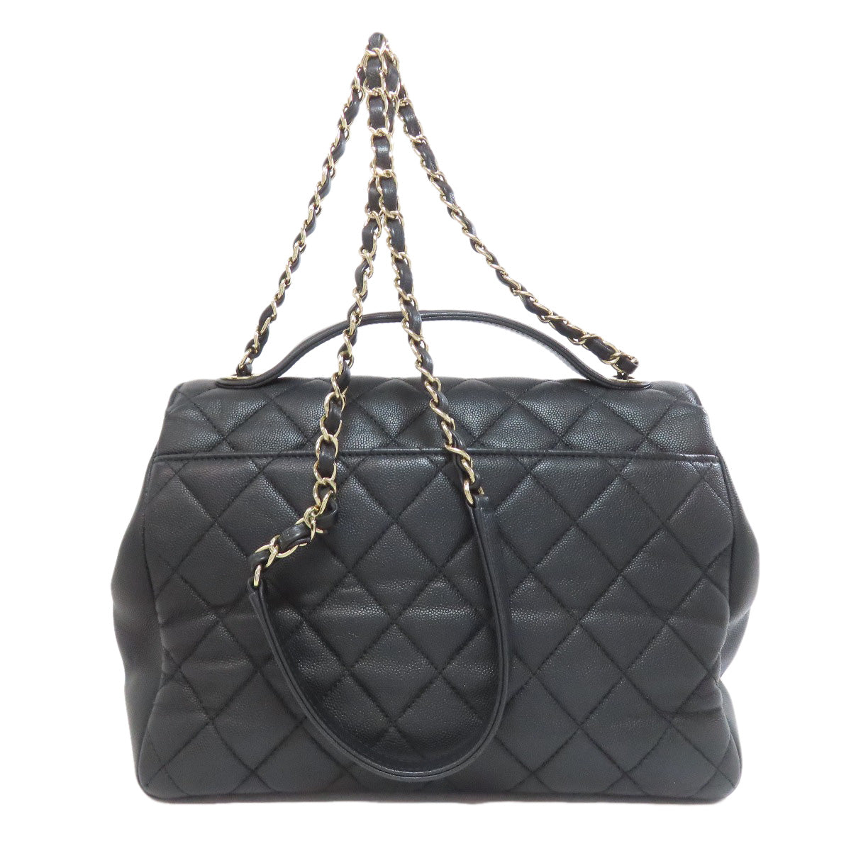 Chanel Grained Calfskin Skin Matelasse Black Gold Shoulder Bag 2