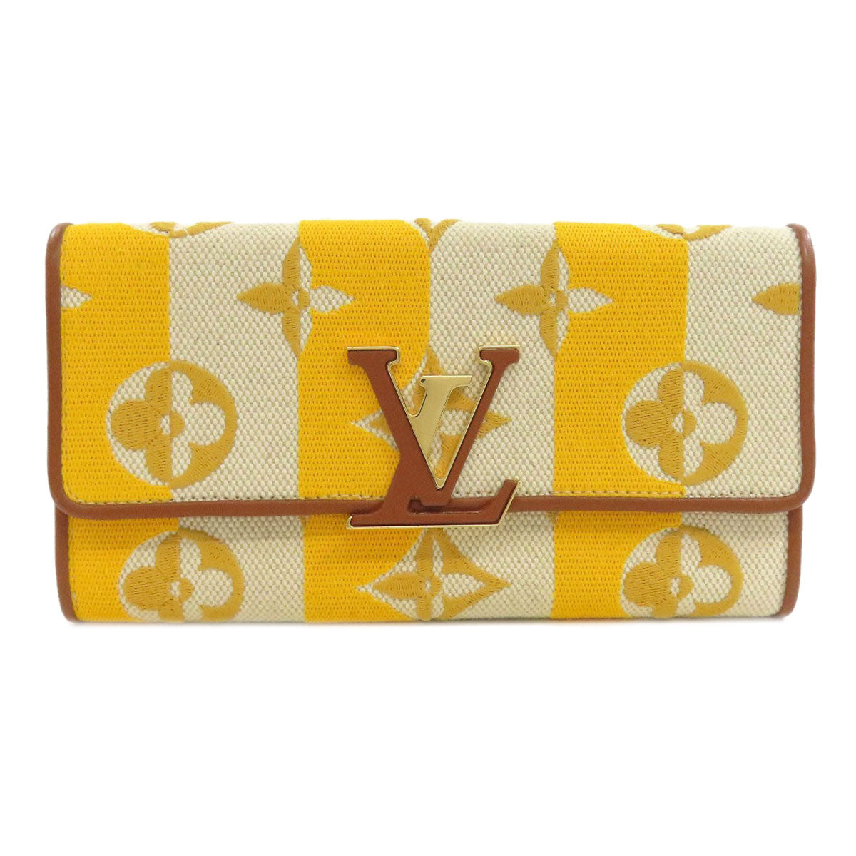 Louis Vuitton Long Purse M80416 yellow Portefeuille Canvas Wallet Case